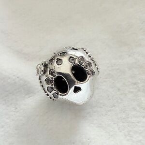Retired Sterling Silver Sparkling Skull Charm with Clear Zirconia - 797866CZ